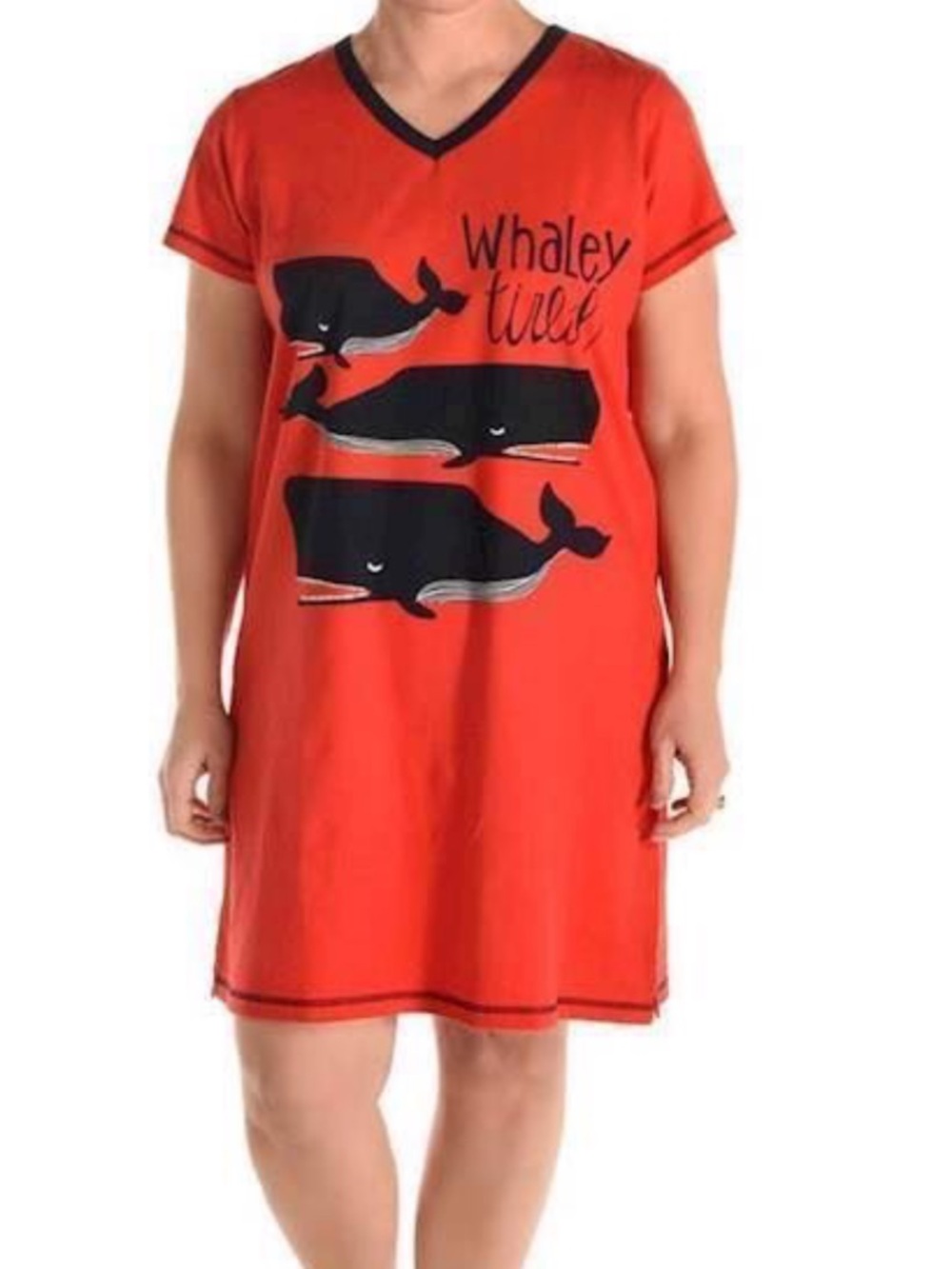 Lazy One “Whaley Tired” Red Night Shirt/Nightgown size L/XL
